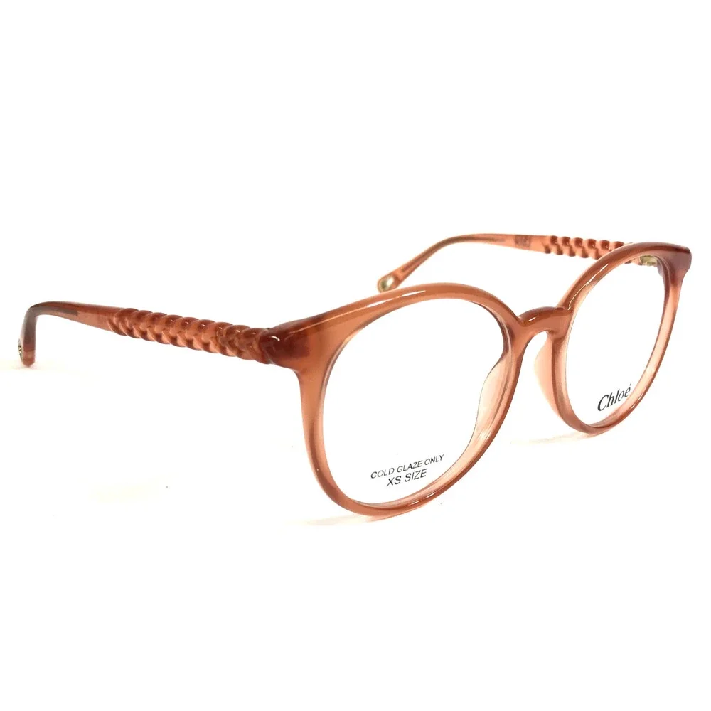 Chloe Eyeglasses Frames CH0006O 001 Transparent Brown Round XS Size 50-17-140